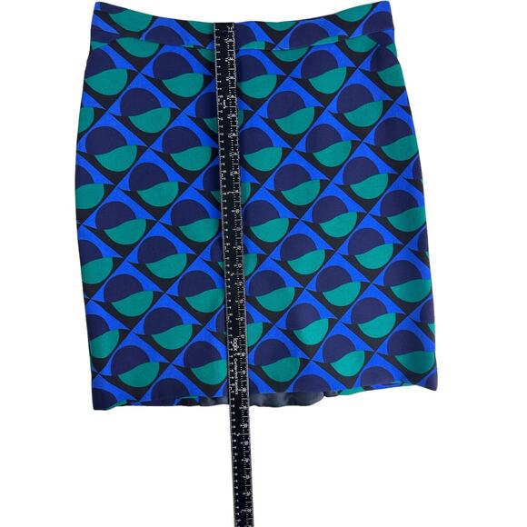 Marc by Marc Jacobs Skirt Green Blue Geometric Print Straight Skirt Size 8 NWT - Picture 5 of 7